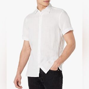 Perry Ellis 💯% Linen Short Sleeve Button Down Shirt |Size XL